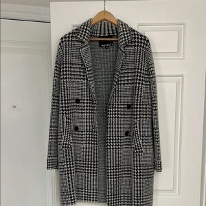 Houndstooth Double-Breasted Coat